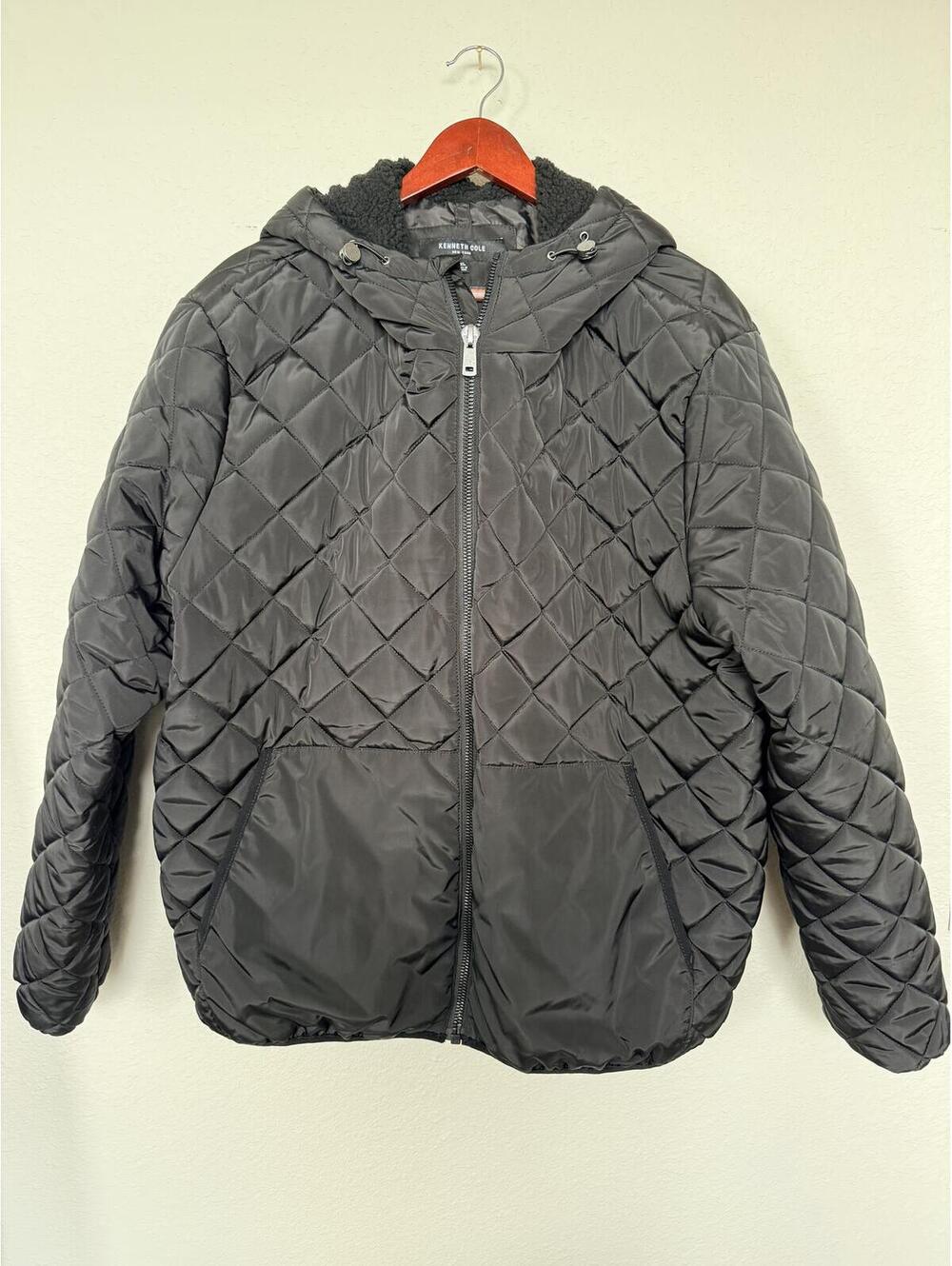 Kenneth Cole New York Quilted Hooded Jacket XXL Black